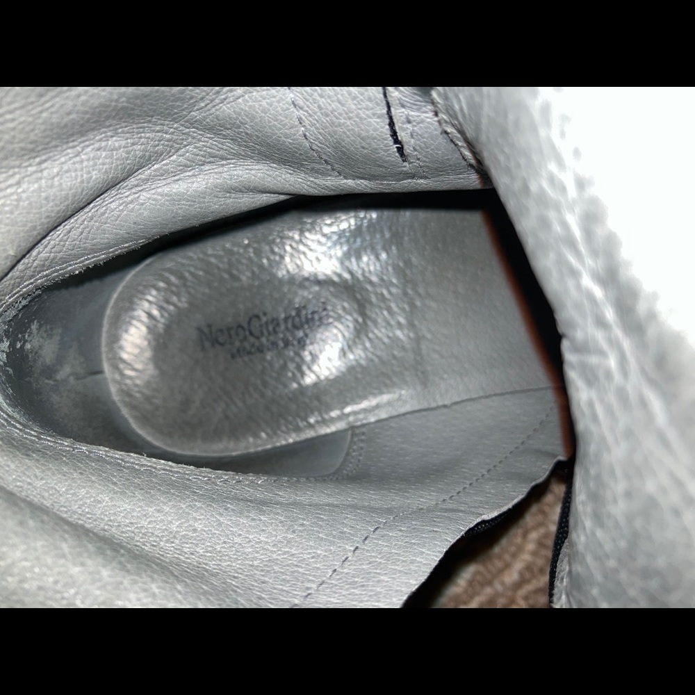 Black Combat Boots with Gold Accents - Picture 4 of 6